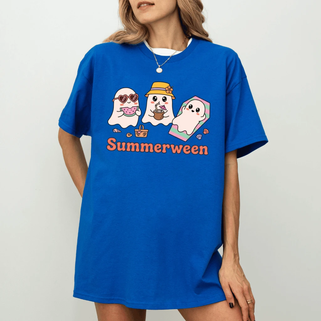 Summerween Ghost Shirt – Funny Summer Halloween Gift for Her, Cute Ghost Tee - back view
