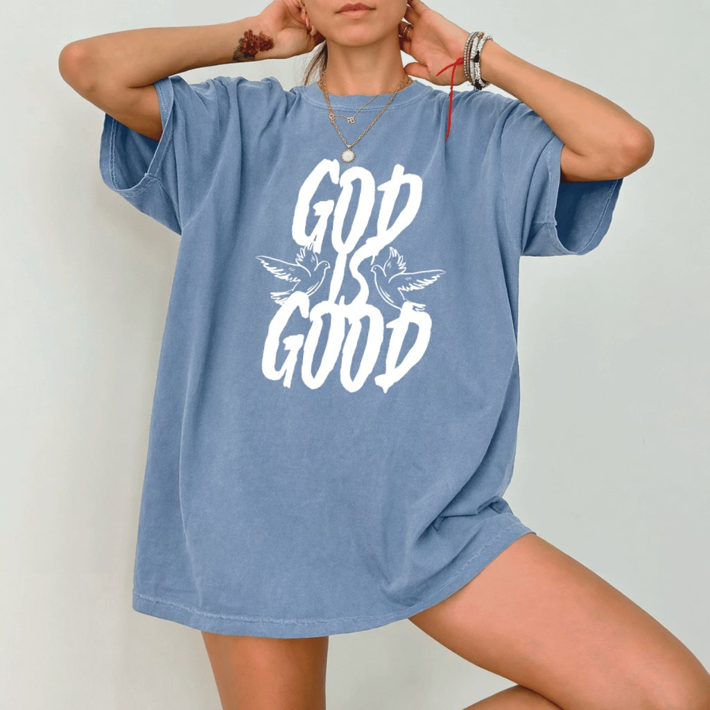 God Is Good Comfort Colors T-Shirt – Faith Gift for Christians, Bible Verse Aesthetic Tee - back view