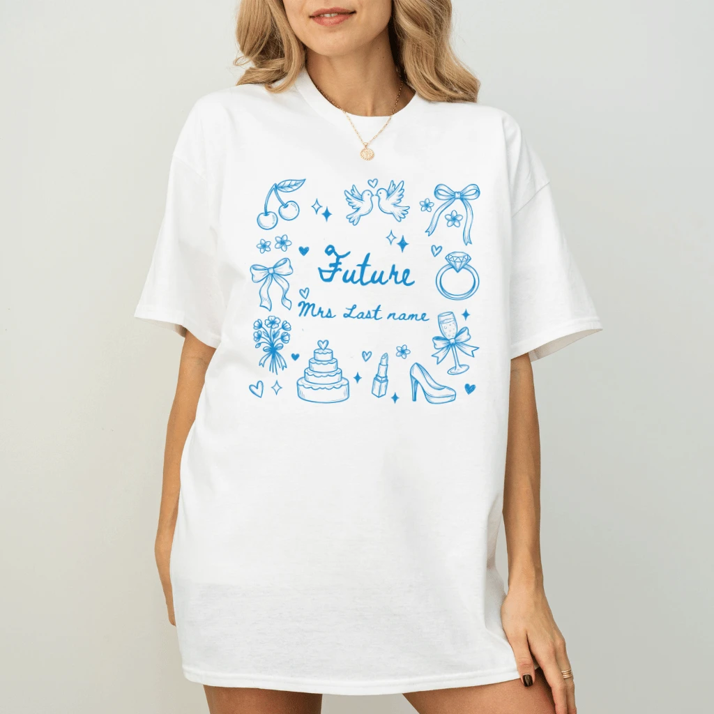 Future Mrs Custom Engagement T-Shirt – Personalized Bride Gift for Newly Engaged, Wifey Tee - back view