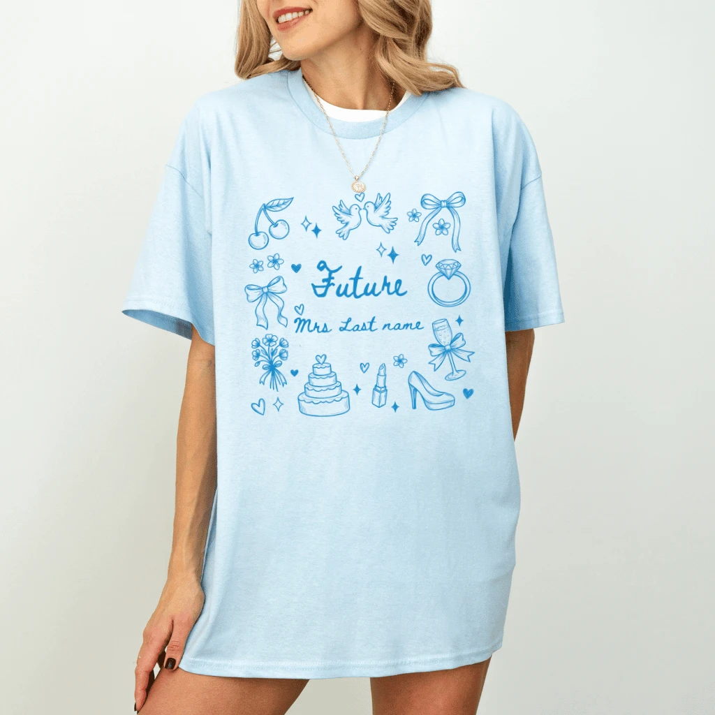 Future Mrs Custom Engagement T-Shirt – Personalized Bride Gift for Newly Engaged, Wifey Tee - detail view