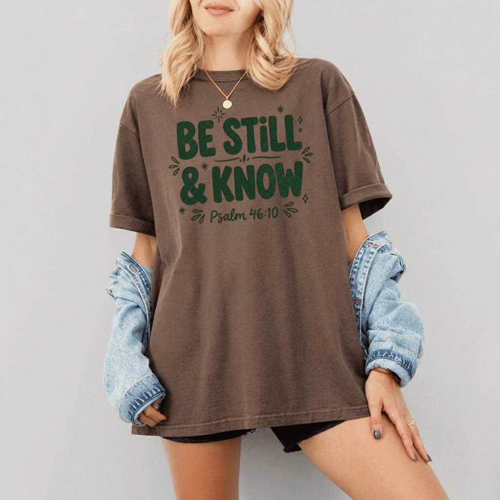 Be Still and Know Psalm Comfort Colors Shirt – Faith Gift for Christians, Bible Verse Retro Christian Tee - back view
