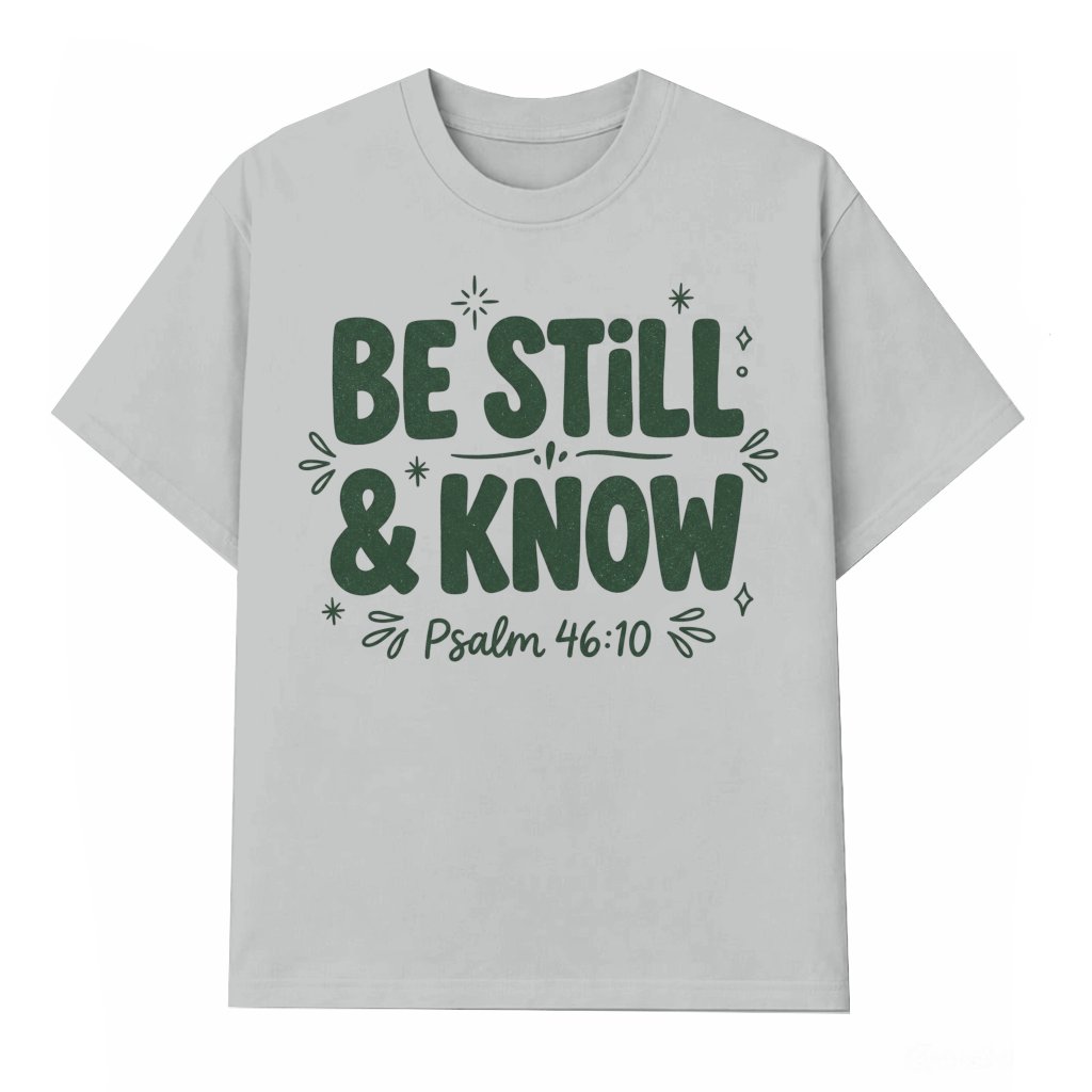 Be Still and Know Psalm T-Shirt – Faith Gift for Christians, Bible Verse Retro Christian Tee - front view