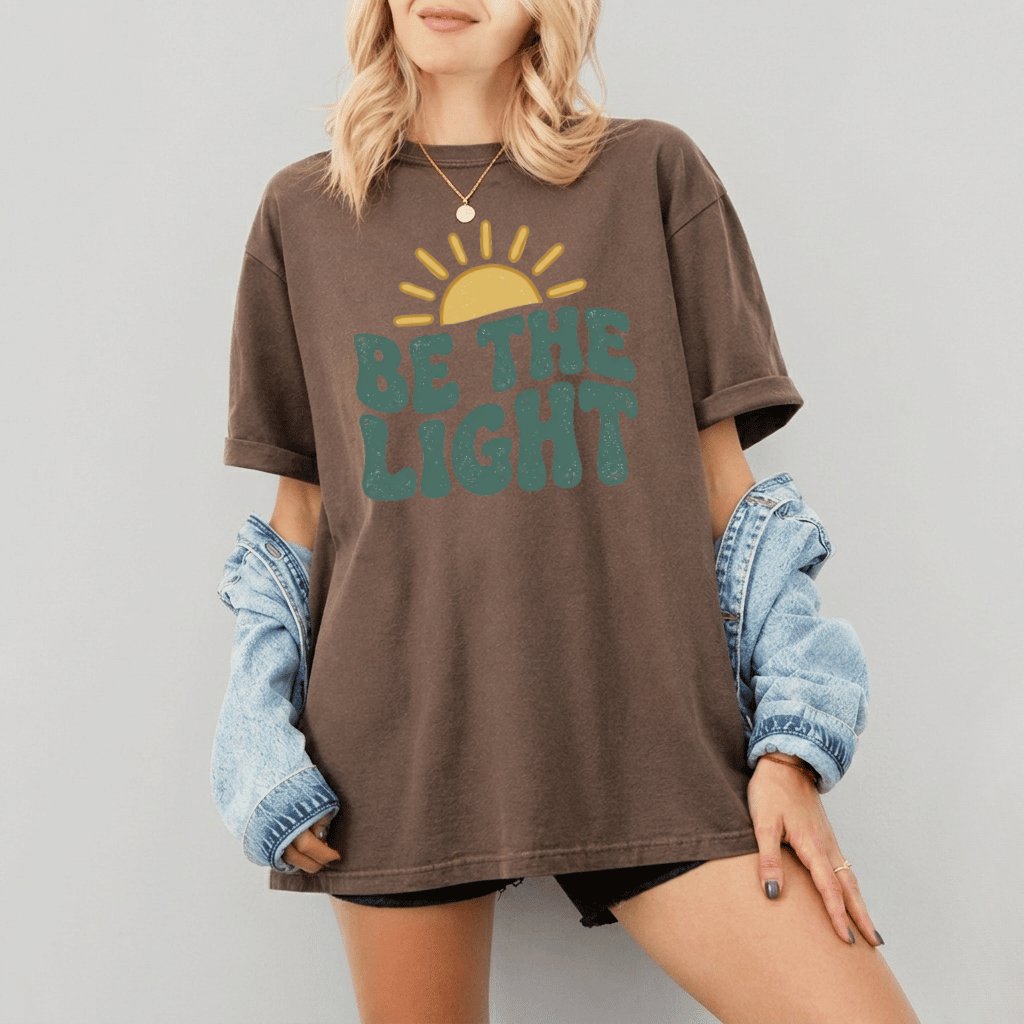 Be the Light Comfort Colors Shirt – Faith Gift for Christians, Christian Bible Verse Aesthetic Tee - back view