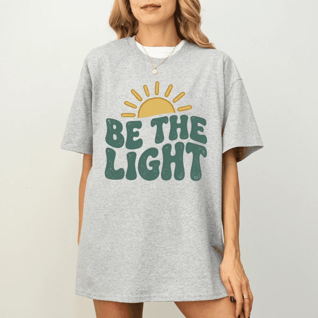 Be the Light T-Shirt – Faith Gift for Christians, Christian Bible Verse Aesthetic Tee - detail view