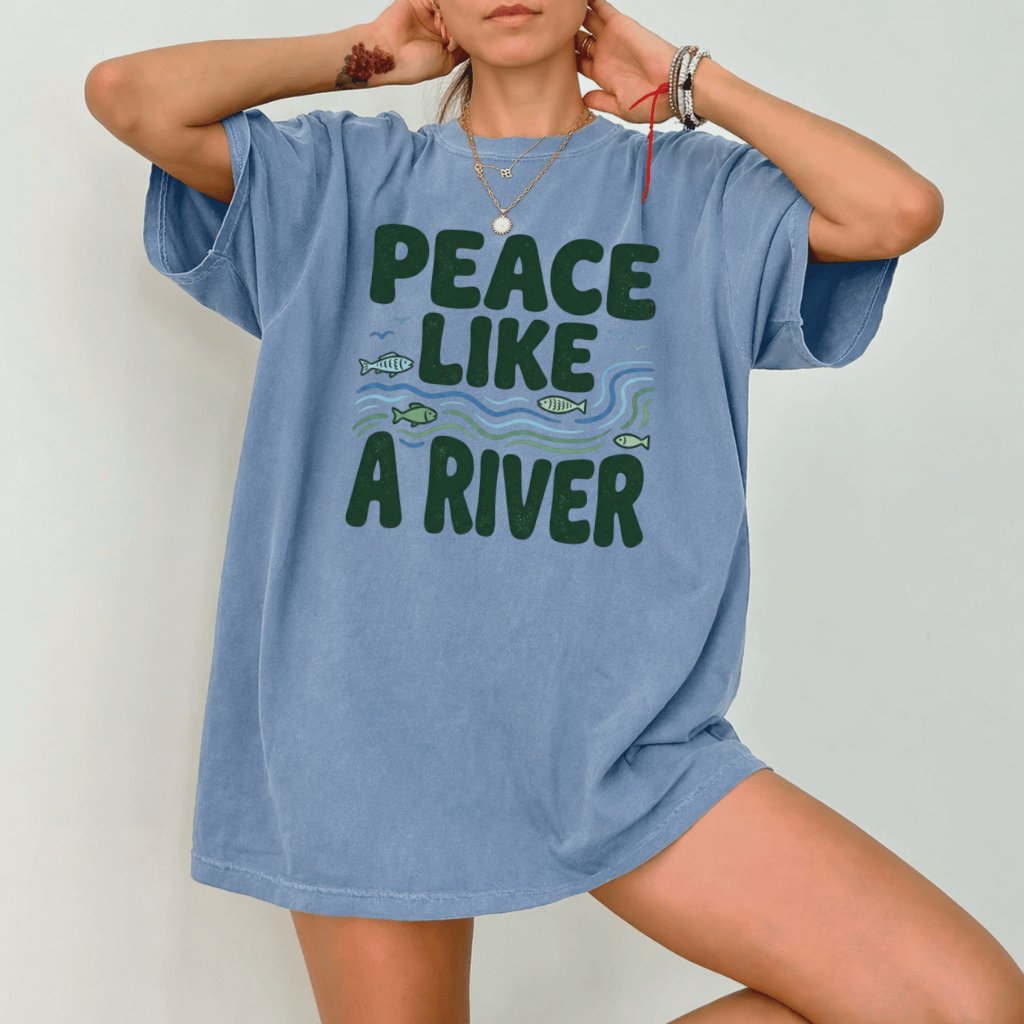 Peace Like a River Comfort Colors Shirt – Faith Gift for Christians, Christian Bible Verse Tee - back view