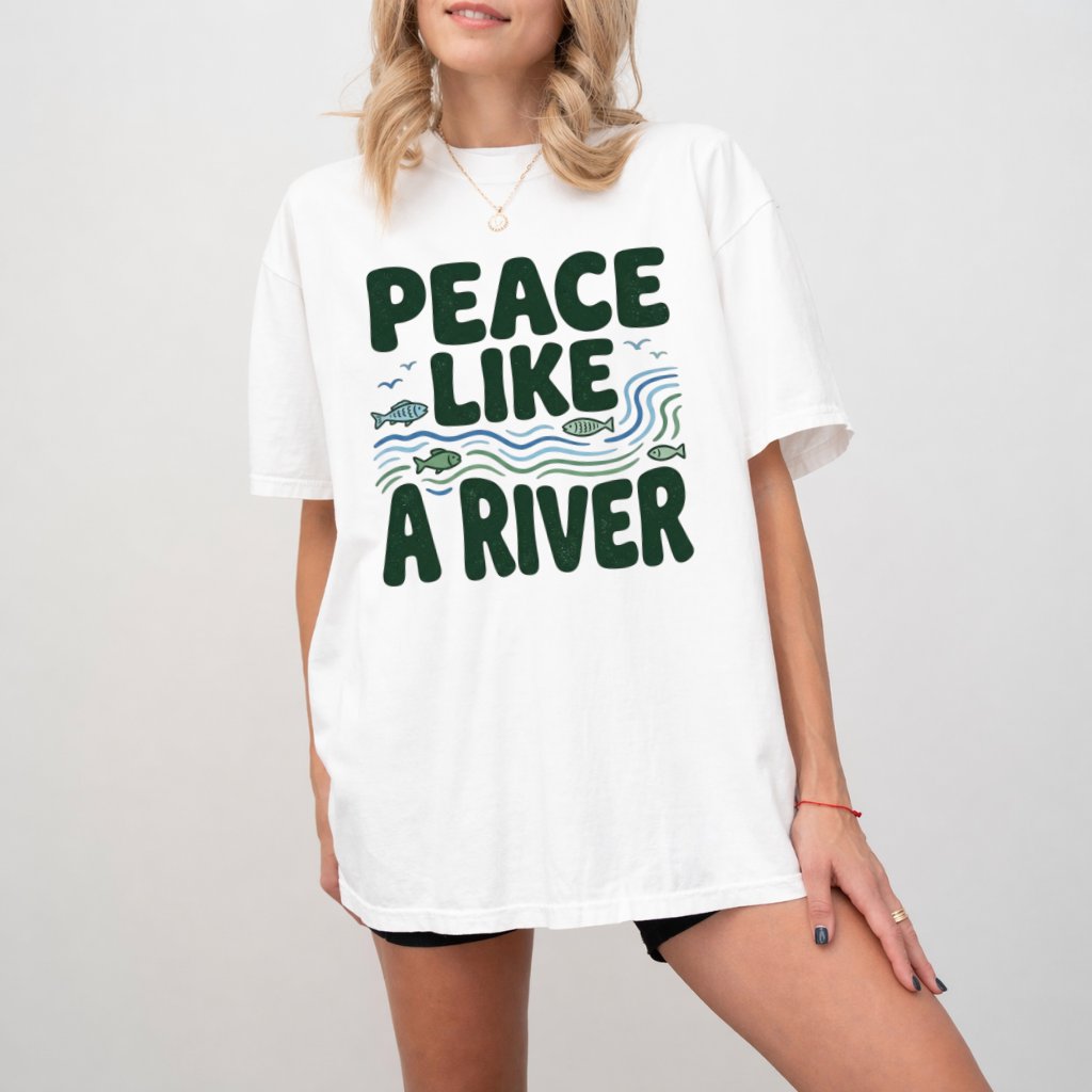 Peace Like a River Comfort Colors Shirt – Faith Gift for Christians, Christian Bible Verse Tee - detail view