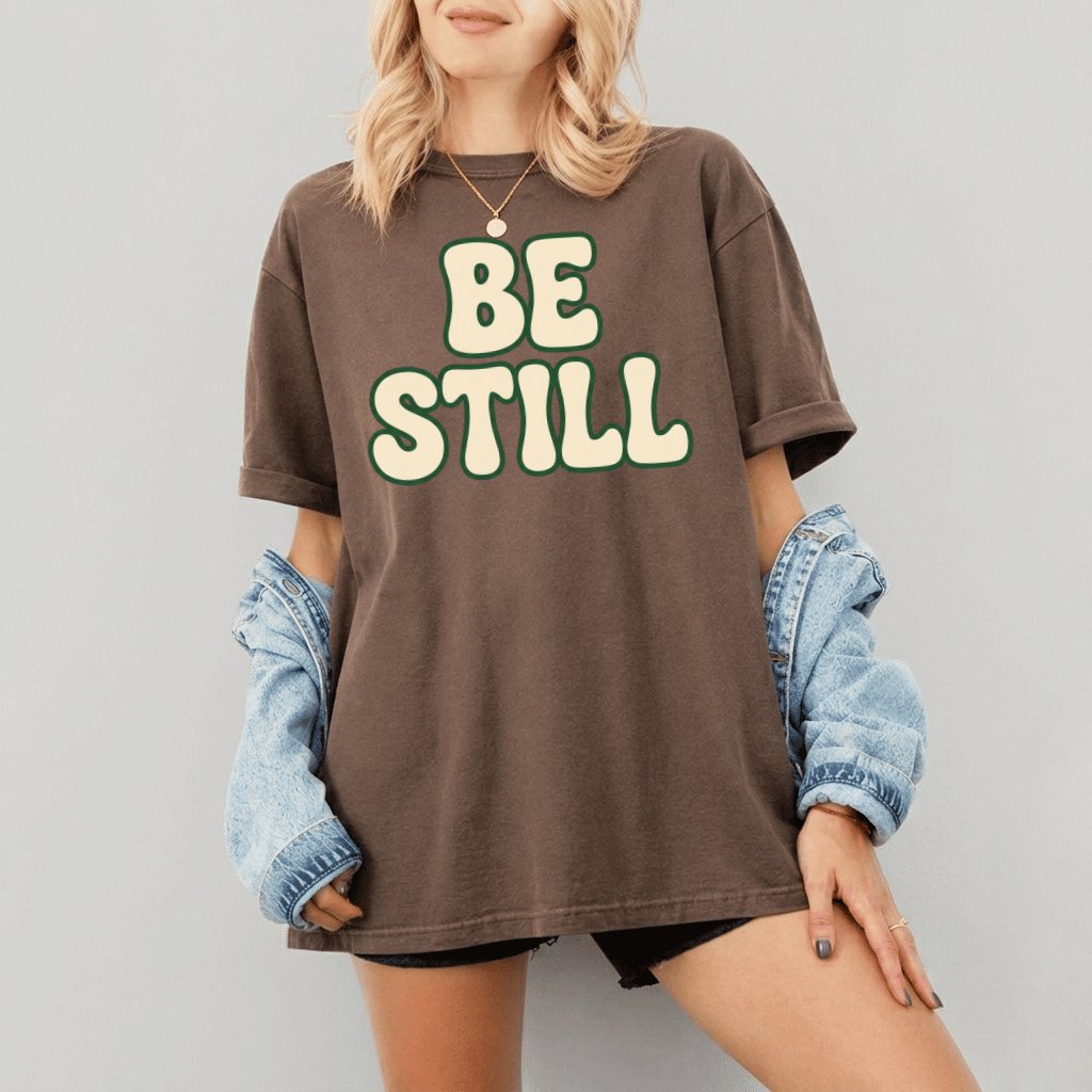 Be Still Comfort Colors Shirt – Faith Gift for Christians, Christian Bible Verse Aesthetic Tee - back view