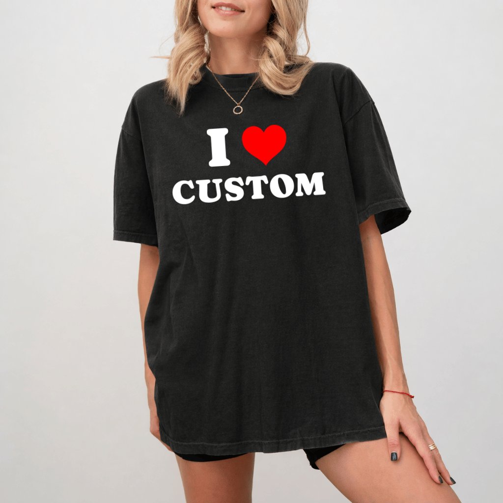 Personalized I Love Custom Comfort Colors Shirt – Funny Gift for Couples, Statement Custom Tee - detail view