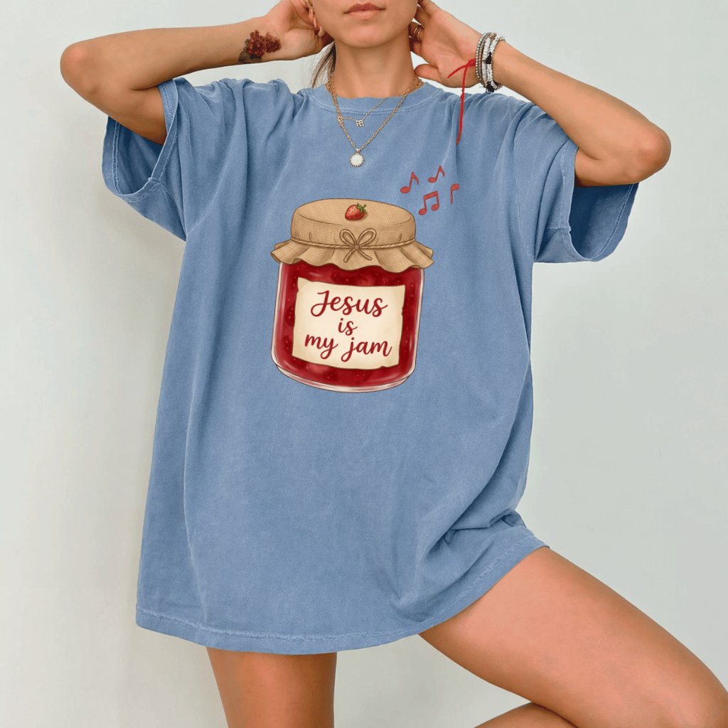 Jesus Is My Jam Comfort Colors Shirt – Faith Gift for Christians, Funny Christian Tee - back view