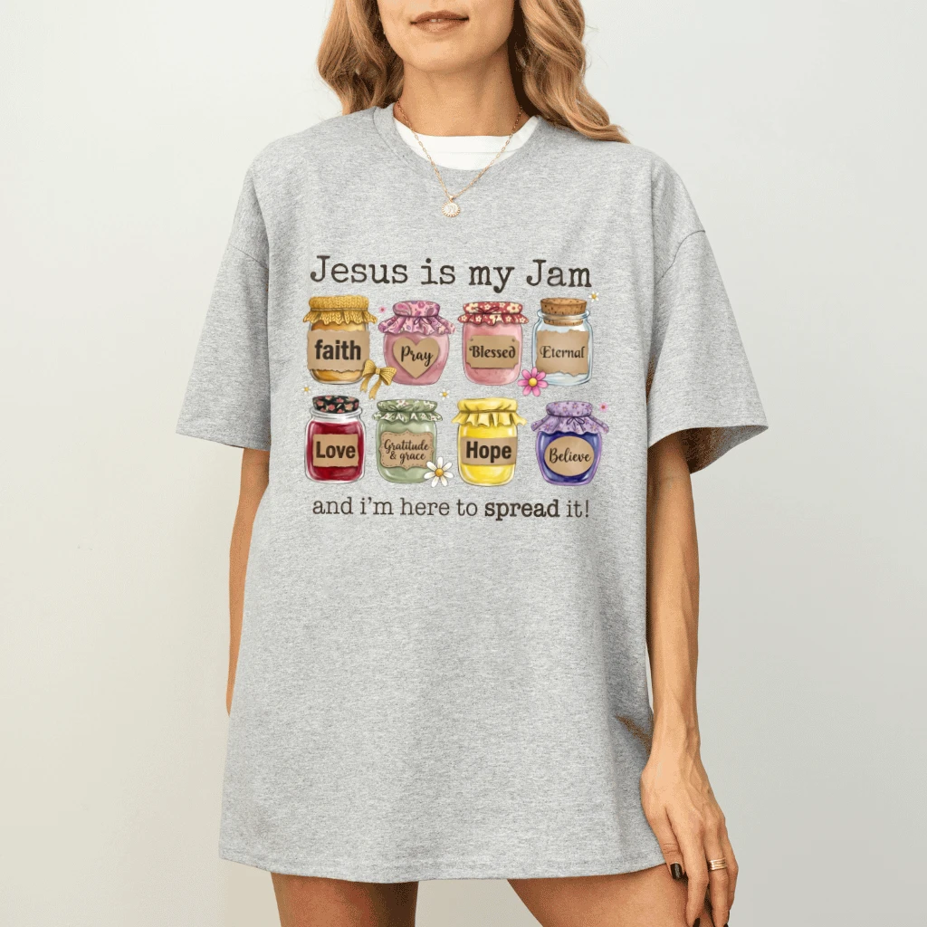 Jesus Is My Jam Here to Spread It T-Shirt – Faith Gift for Christians - detail view