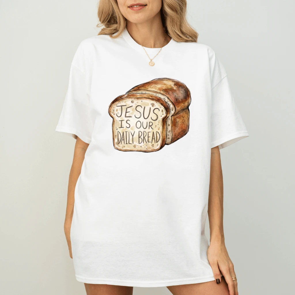Jesus Is Our Daily Bread T-Shirt – Faith Gift for Christians Bible Tee - detail view
