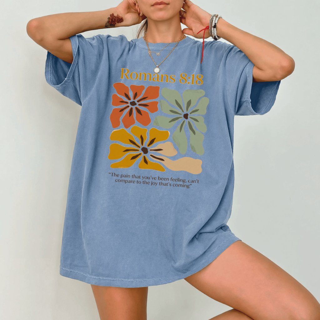 Comfort Color Romans 8:18 Shirt – Faith Gift for Christians - detail view