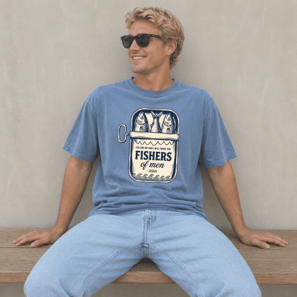 Comfort Colors Fishers of Men Shirt – Faith Gift for Christians Tee - detail view
