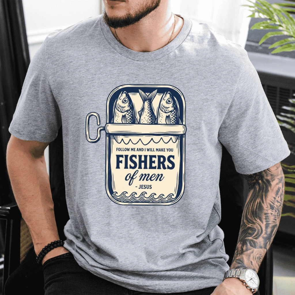 Fishers of Men T-Shirt – Faith Gift for Christians Tee - back view