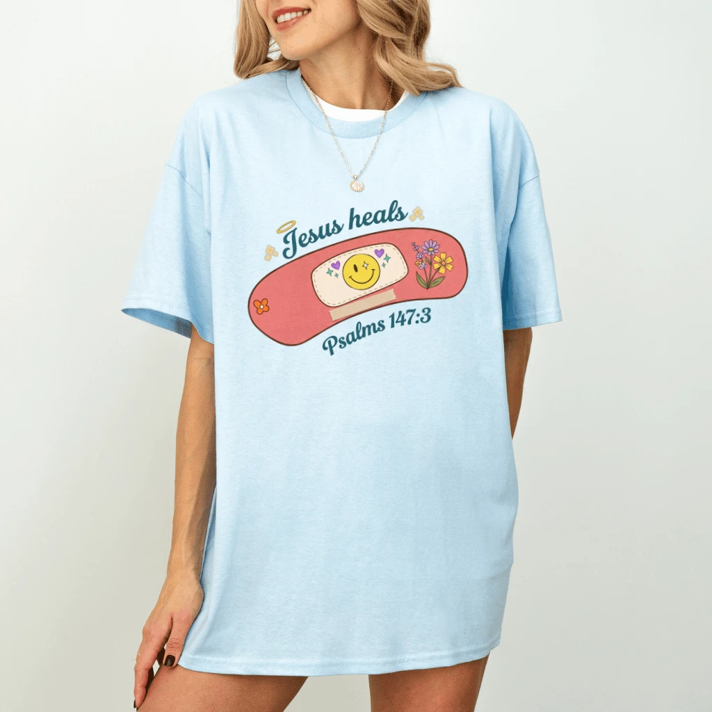 Jesus Heals T-Shirt – Faith Gift for Christians, Psalm Tee - detail view