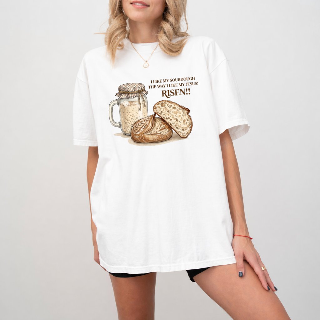 Comfort Colors Jesus Risen Sourdough Shirt – Faith Gift for Christians - back view