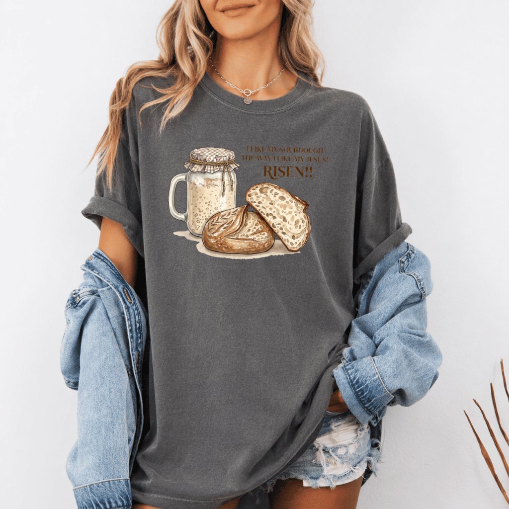 Comfort Colors Jesus Risen Sourdough Shirt – Faith Gift for Christians - detail view