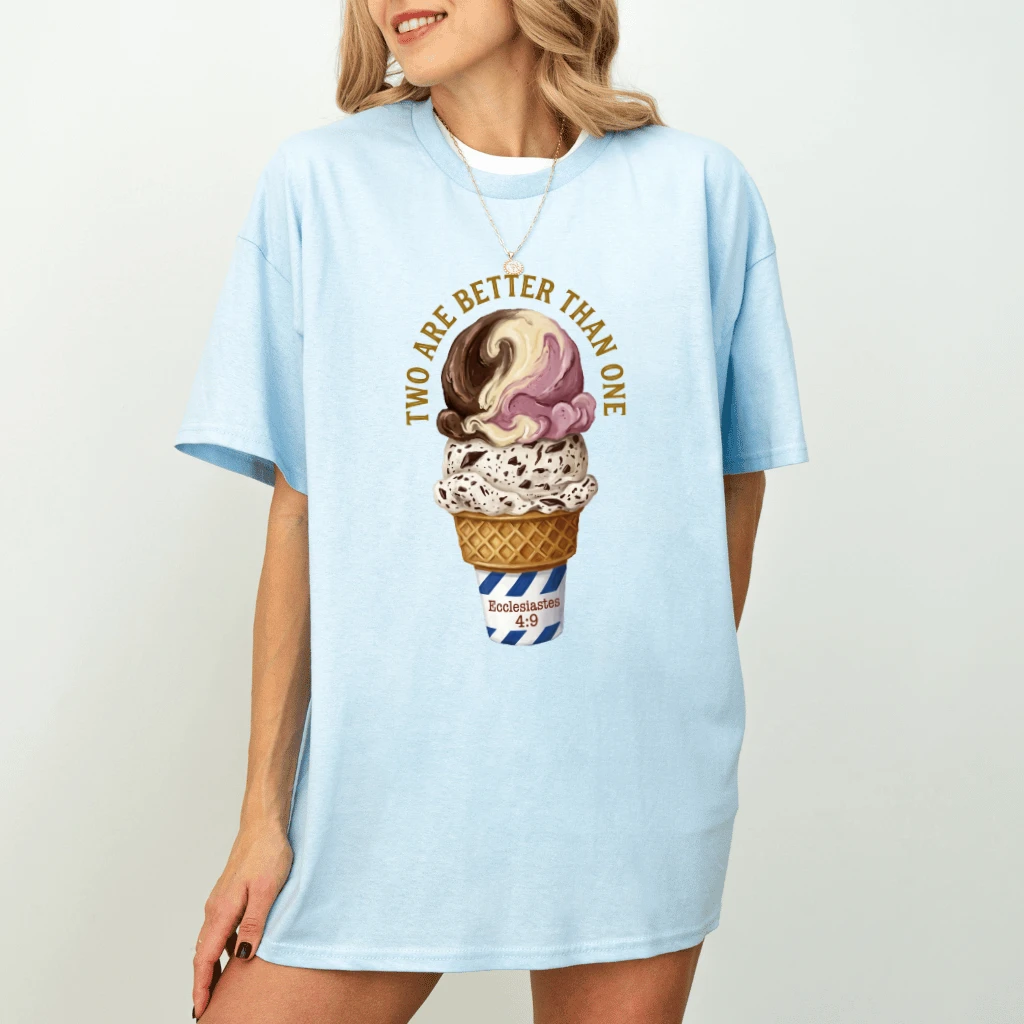 Two Are Better Than One T-Shirt – Faith Gift for Christians - detail view