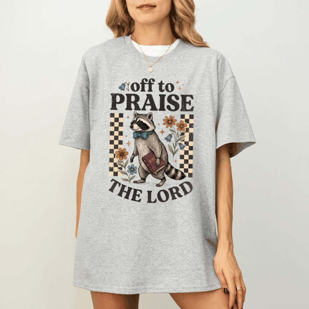 Off to Praise the Lord T-Shirt – Faith Gift for Christians - back view