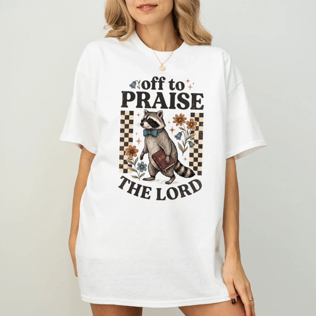 Off to Praise the Lord T-Shirt – Faith Gift for Christians - detail view