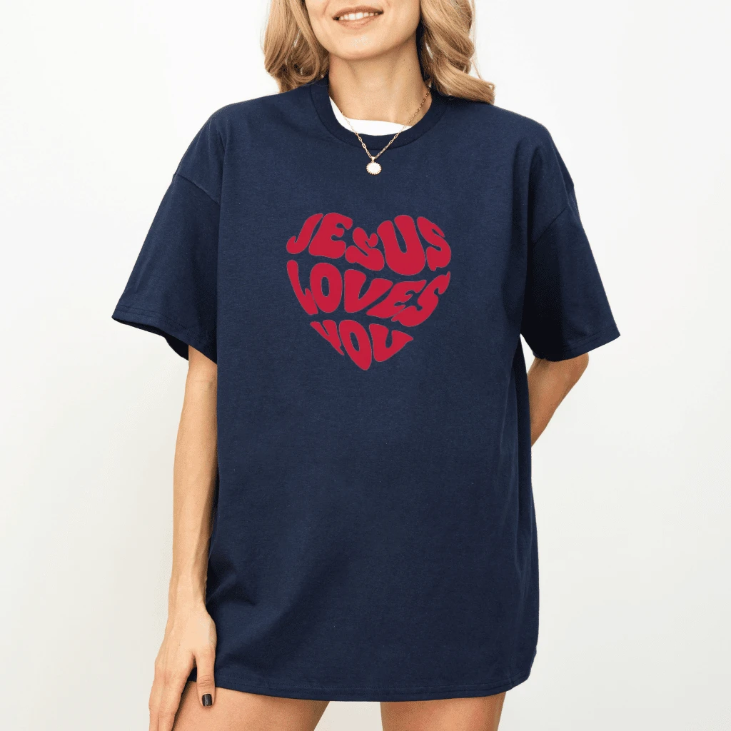 Jesus Loves You T-Shirt – Faith Gift for Christians Tee - detail view
