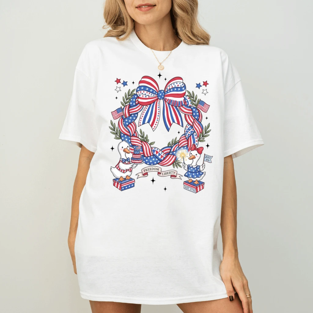 Freedom Wreath Coquette T-Shirt – 4th of July Gift for Her - back view