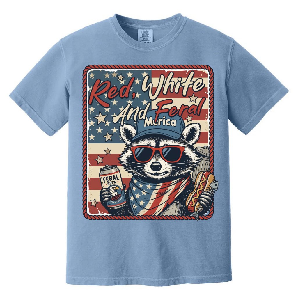 Comfort Colors Red White and Feral Shirt – 4th of July Gift for Her - front view