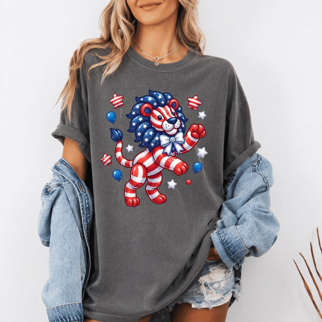 Comfort Colors Patriotic Lion Shirt – 4th of July Gift for Patriot - detail view