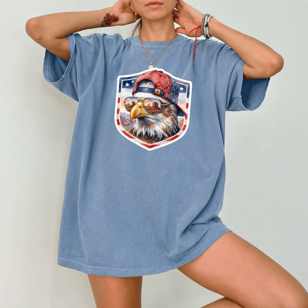Comfort Colors Patriotic Eagle Shield Shirt – 4th of July Gift for Patriot - back view