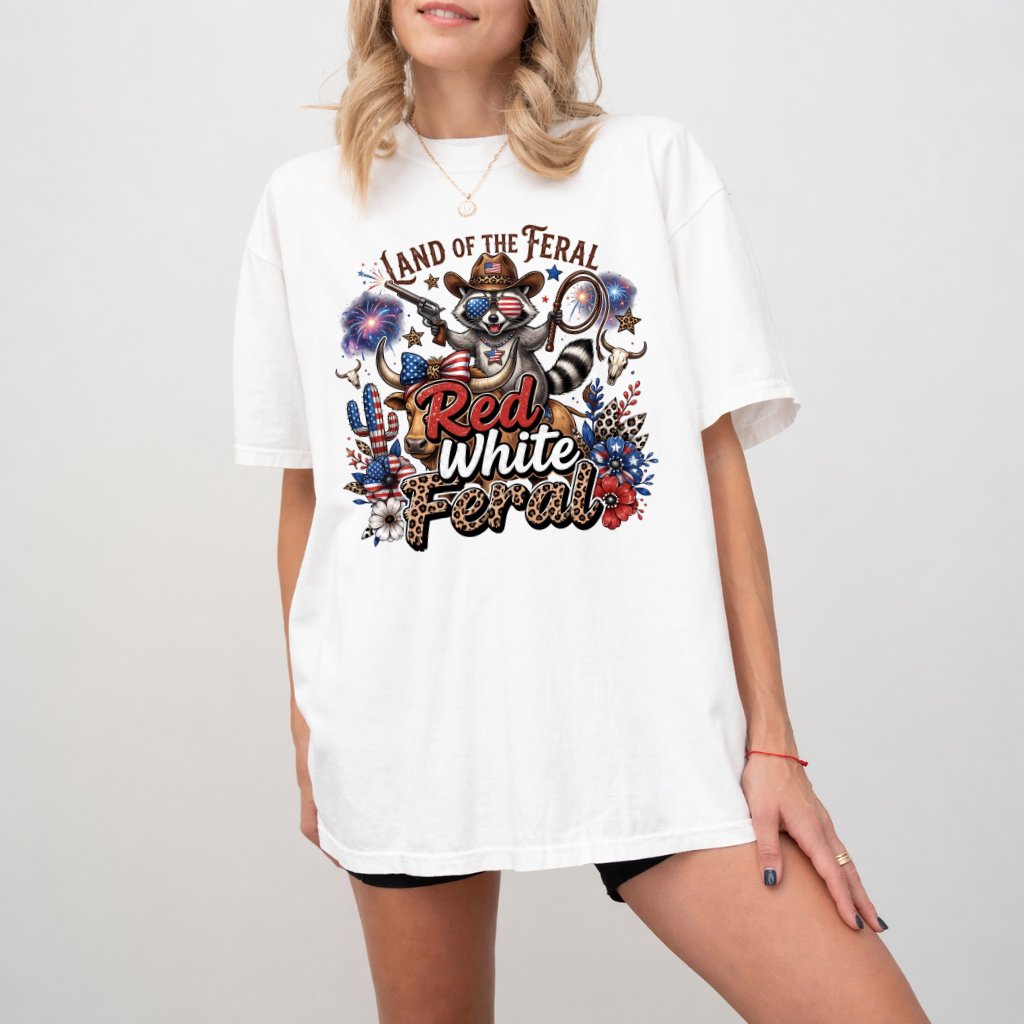 Comfort Colors Red White and Feral Shirt – 4th of July Gift for Patriot - back view