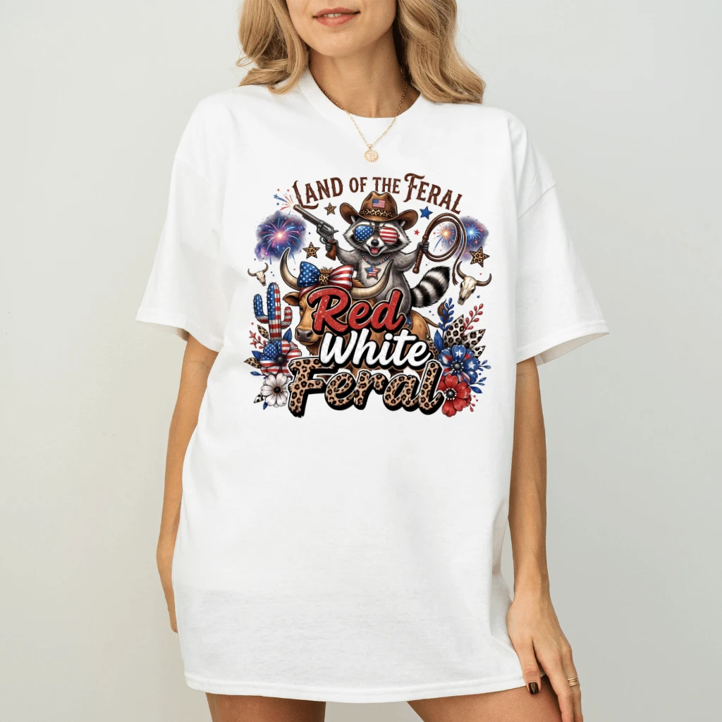 Red White and Feral T-Shirt – 4th of July Gift for Patriot - back view