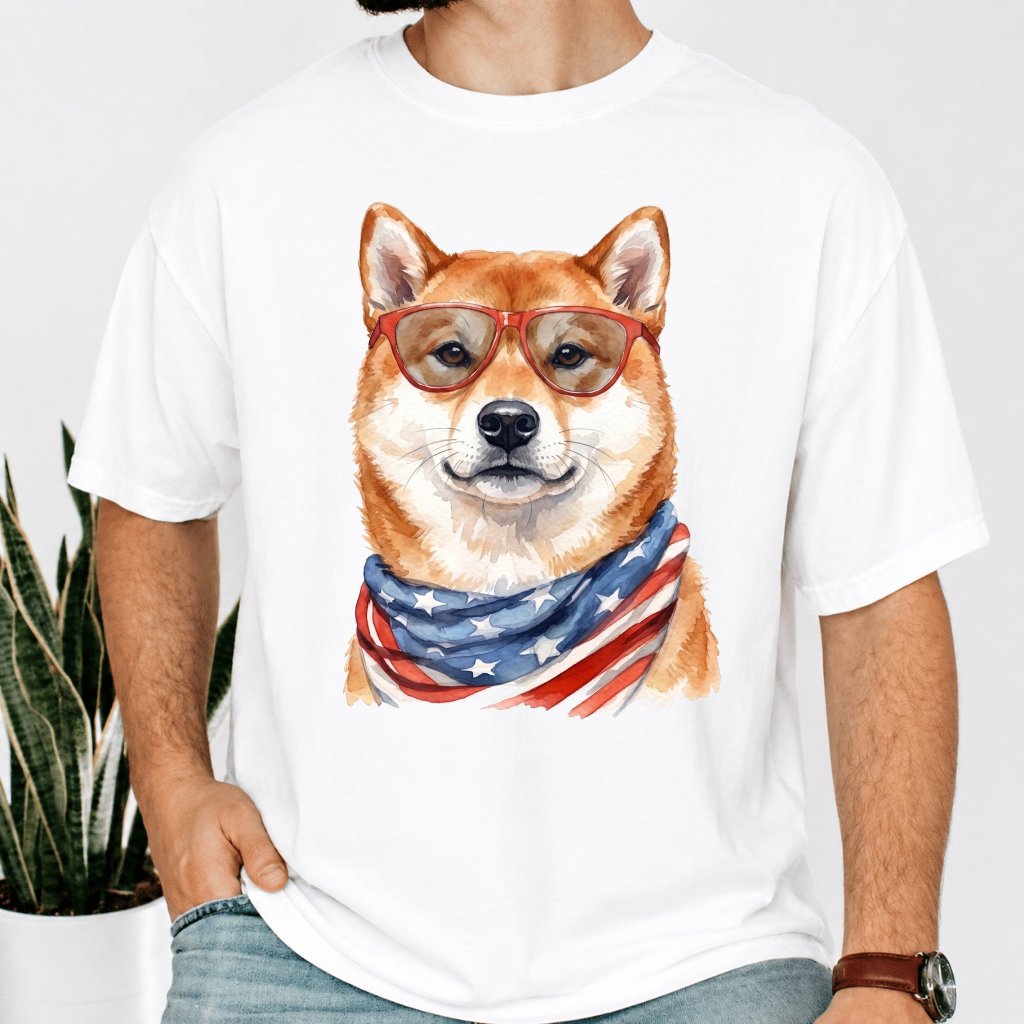 Comfort Colors America Shiba Inu Shirt – 4th of July Gift for Patriot - back view