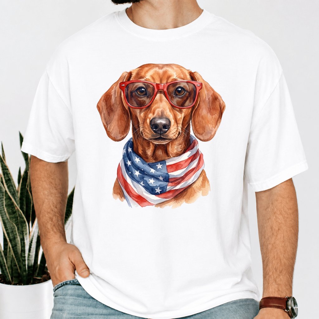 Comfort Colors America Dachshund Shirt – 4th of July Gift for Patriot - back view