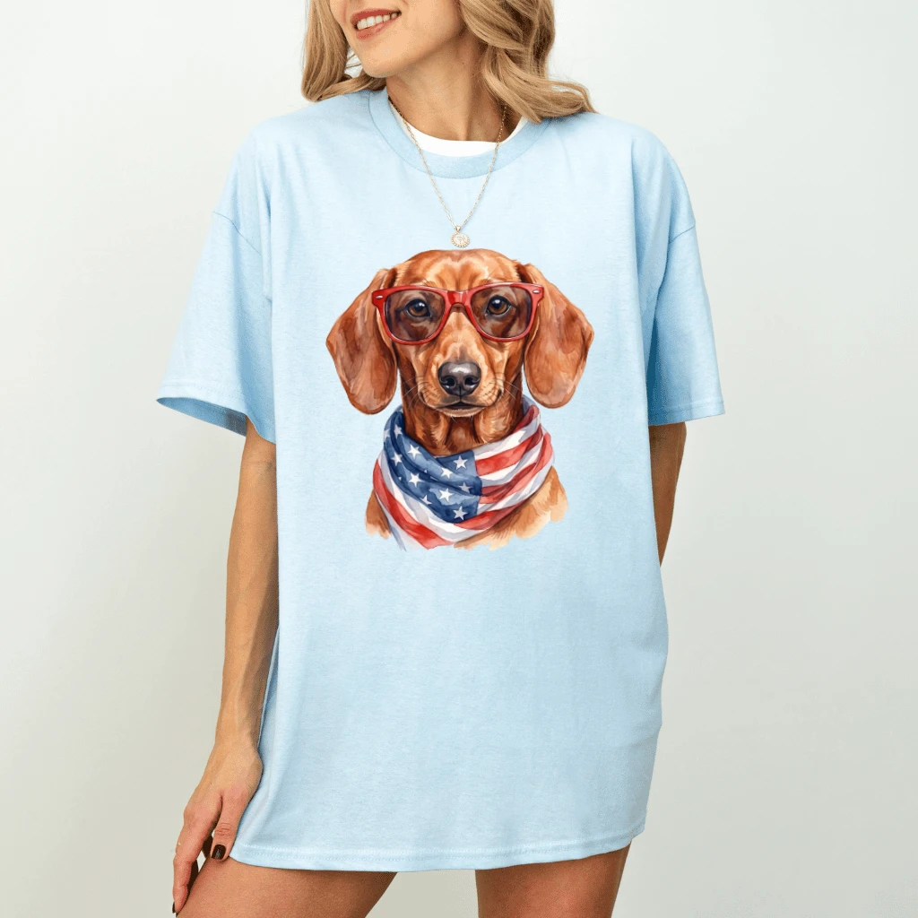 America Dachshund  T-Shirt – 4th of July Gift for Patriot - back view