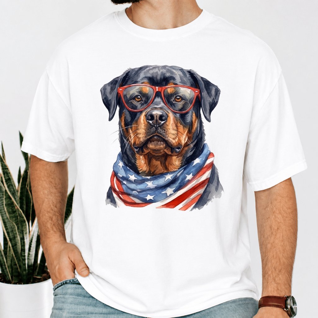 Comfort Colors America Rottweiler Shirt – 4th of July Gift for Patriot - back view
