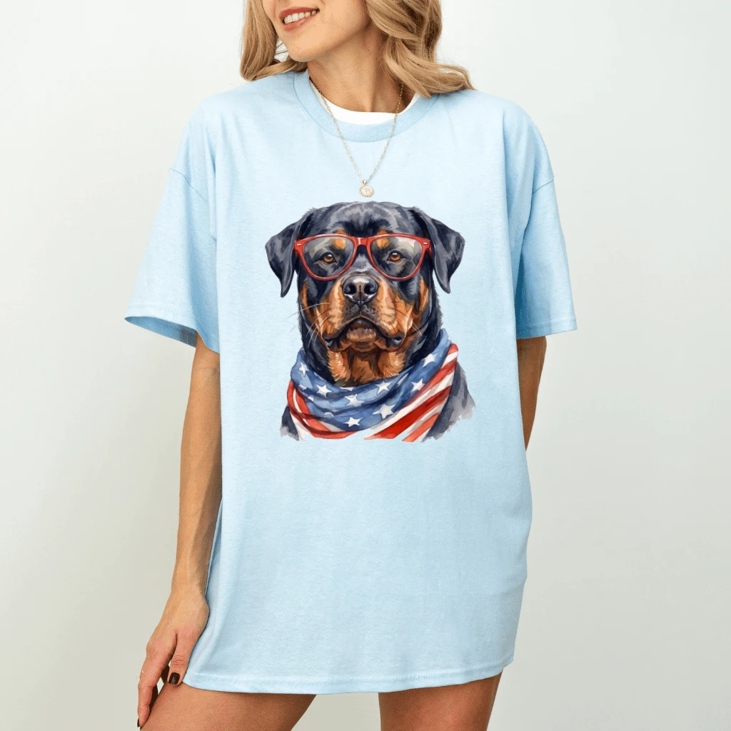 America Rottweiler T-Shirt – 4th of July Gift for Patriot - back view
