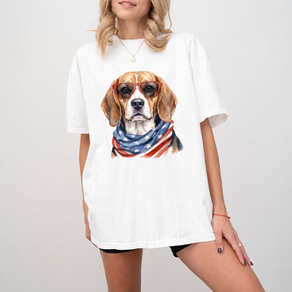 Comfort Colors America Beagle Shirt – 4th of July Gift for Patriot - detail view