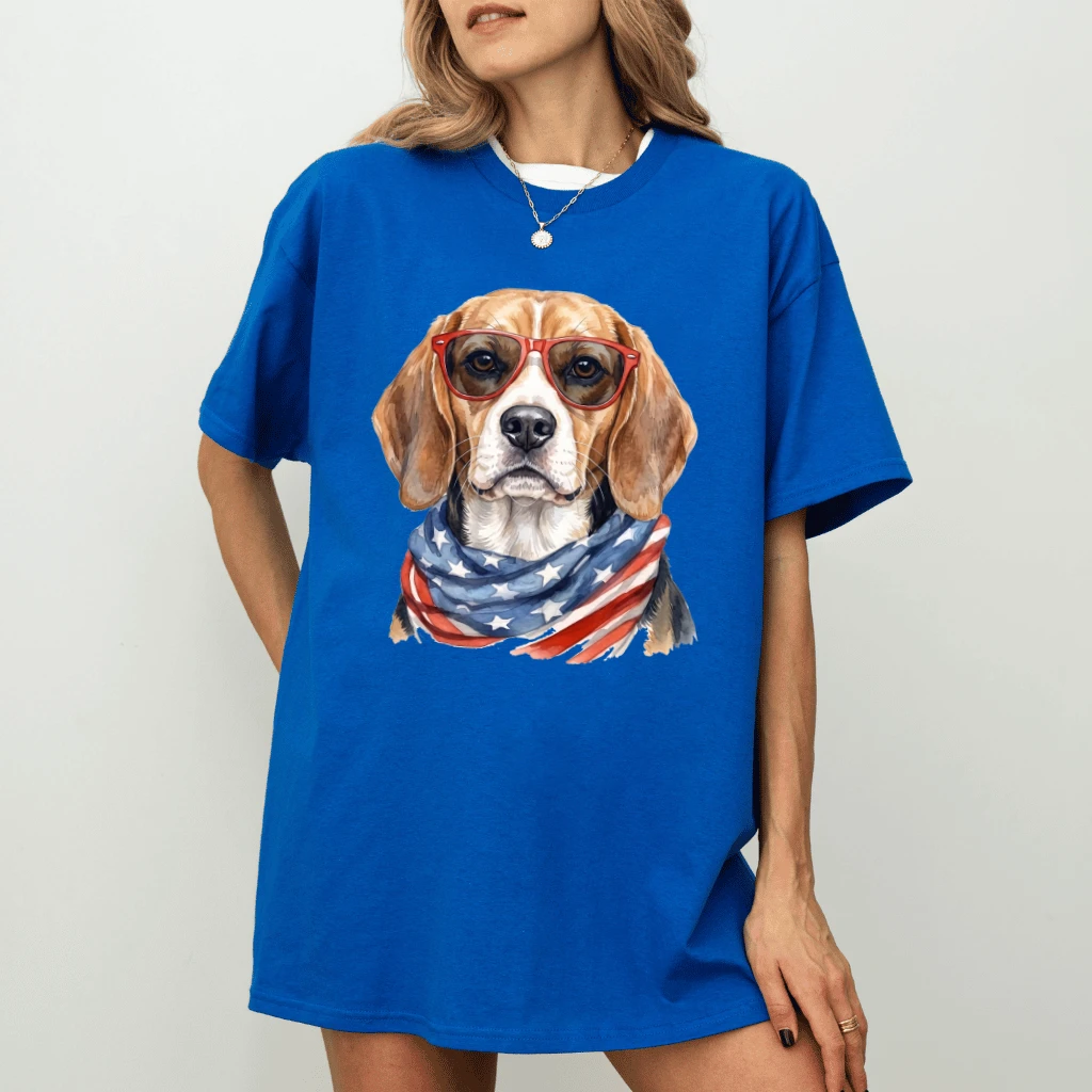 America Beagle T-Shirt – 4th of July Gift for Patriot - detail view