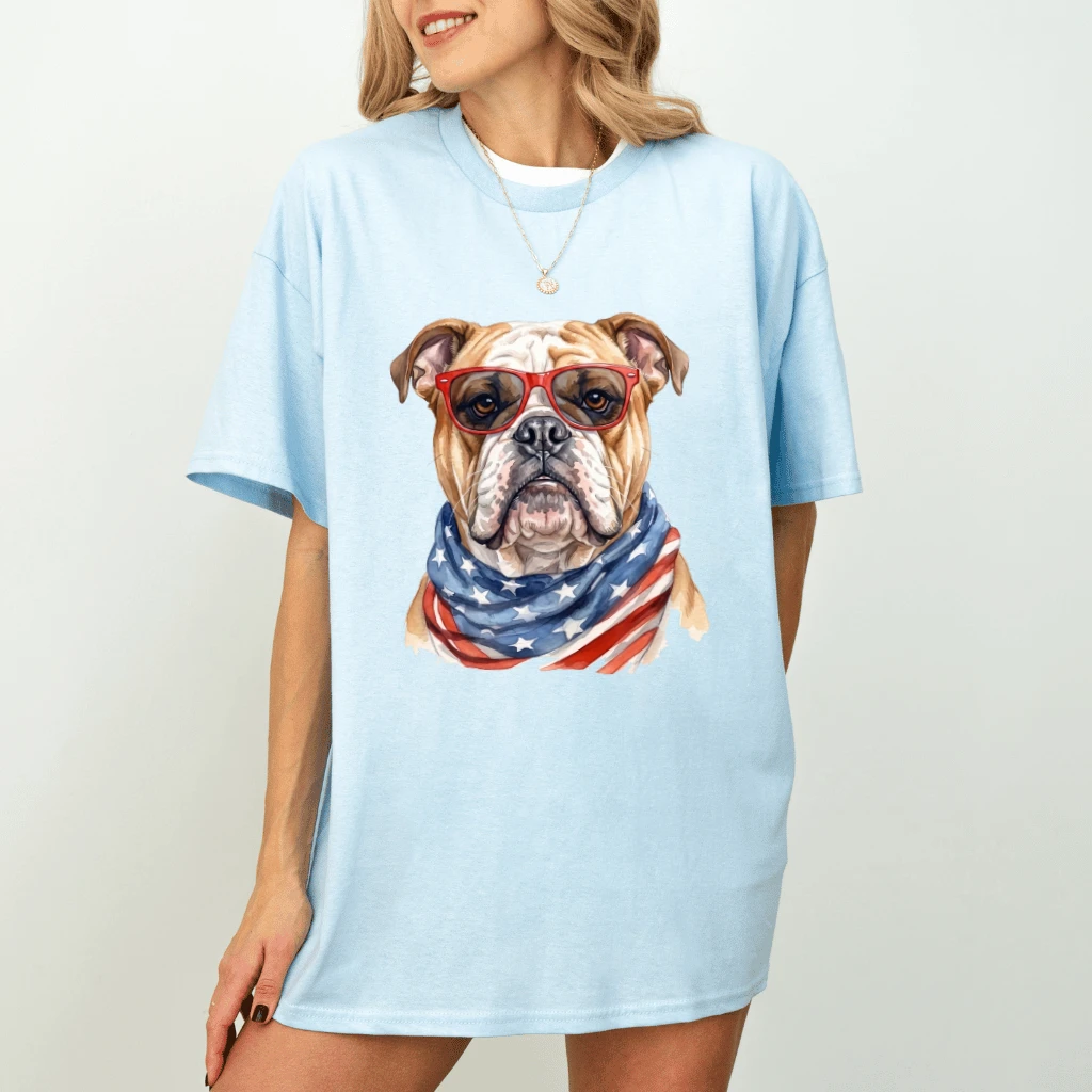 America Bulldog T-Shirt – 4th of July Gift for Patriot - back view