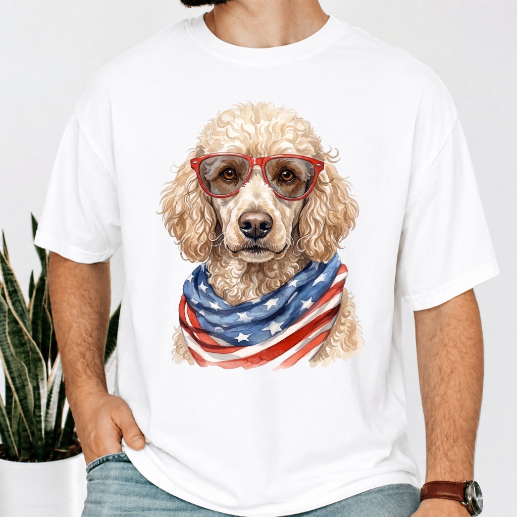 Comfort Colors America Poodle Shirt – 4th of July Gift for Patriot - detail view