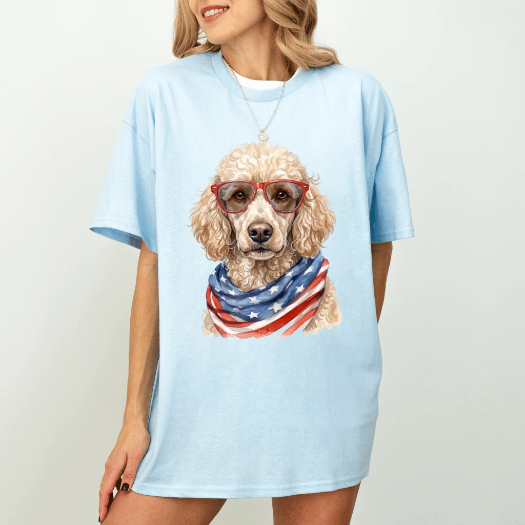America Poodle T-Shirt – 4th of July Gift for Patriot - back view