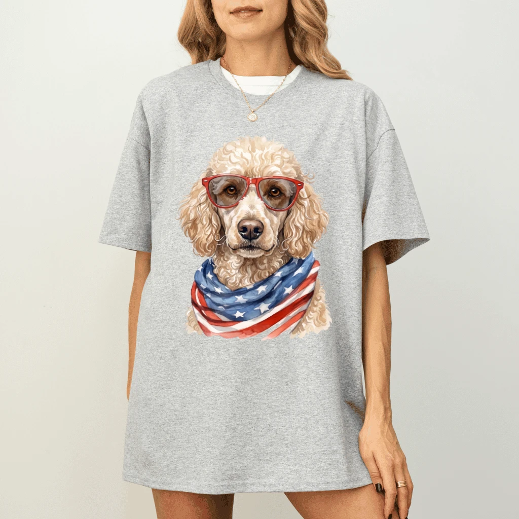 America Poodle T-Shirt – 4th of July Gift for Patriot - detail view