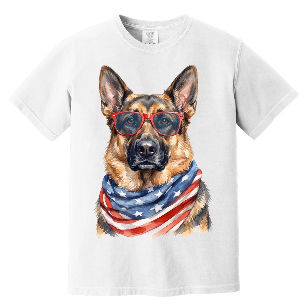 Comfort Colors America German Shepherd Tee – 4th of July Shirt - front view