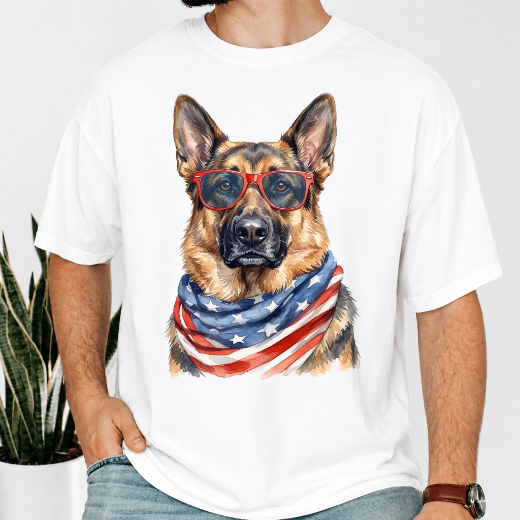 Comfort Colors America German Shepherd Tee – 4th of July Shirt - back view
