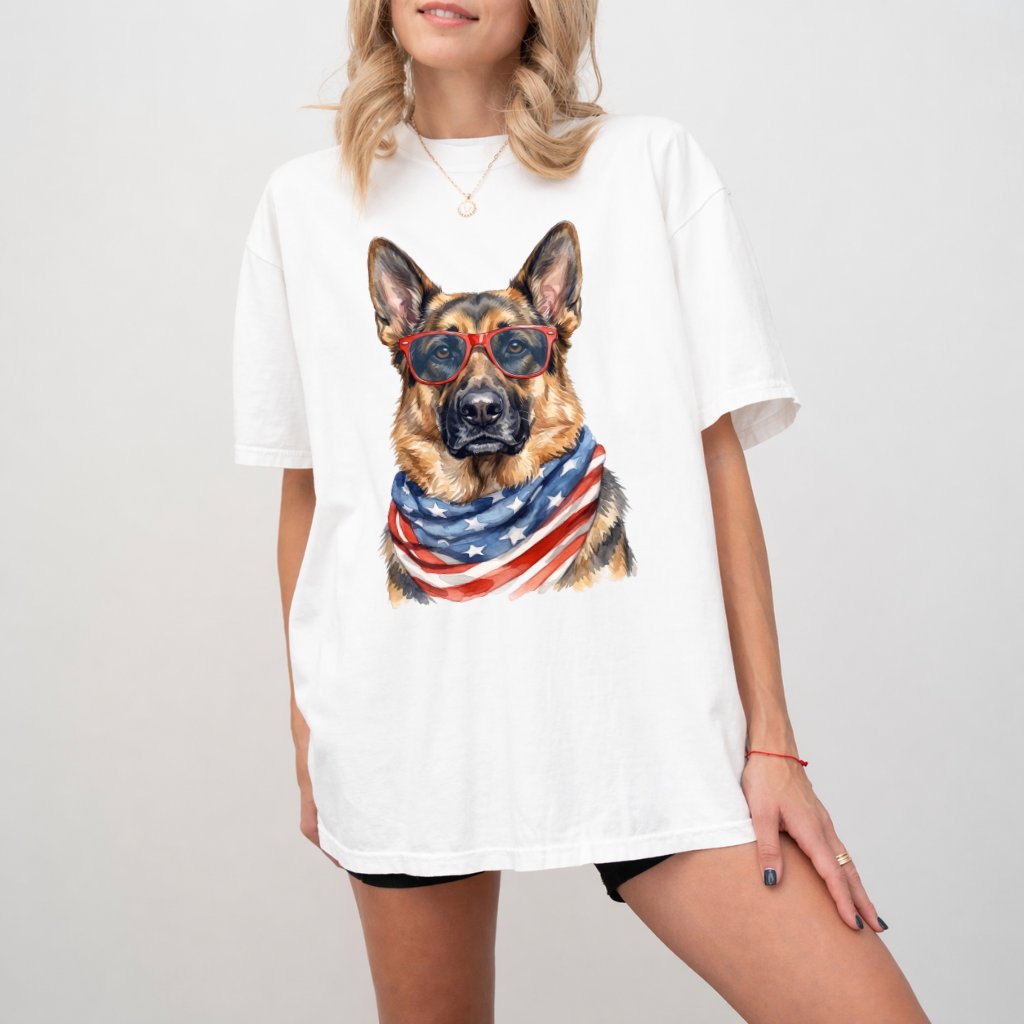 Comfort Colors America German Shepherd Tee – 4th of July Shirt - detail view