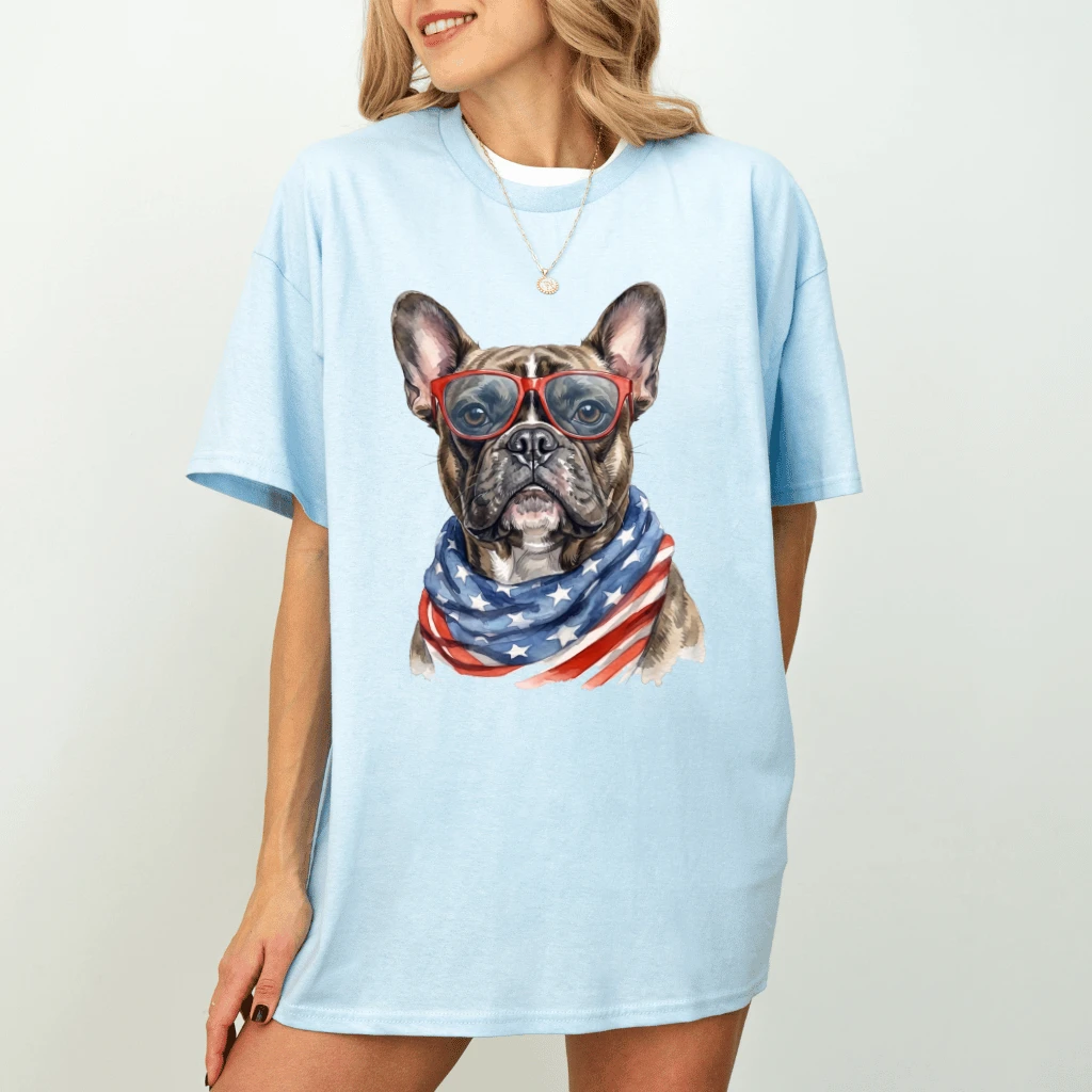 America French Bulldog T-shirt – 4th of July Gift for Patriot - back view