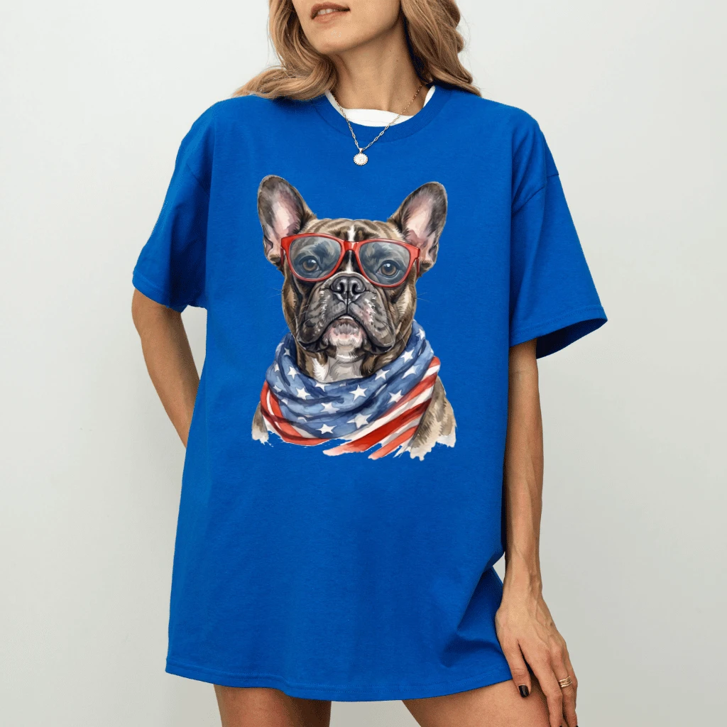 America French Bulldog T-shirt – 4th of July Gift for Patriot - detail view