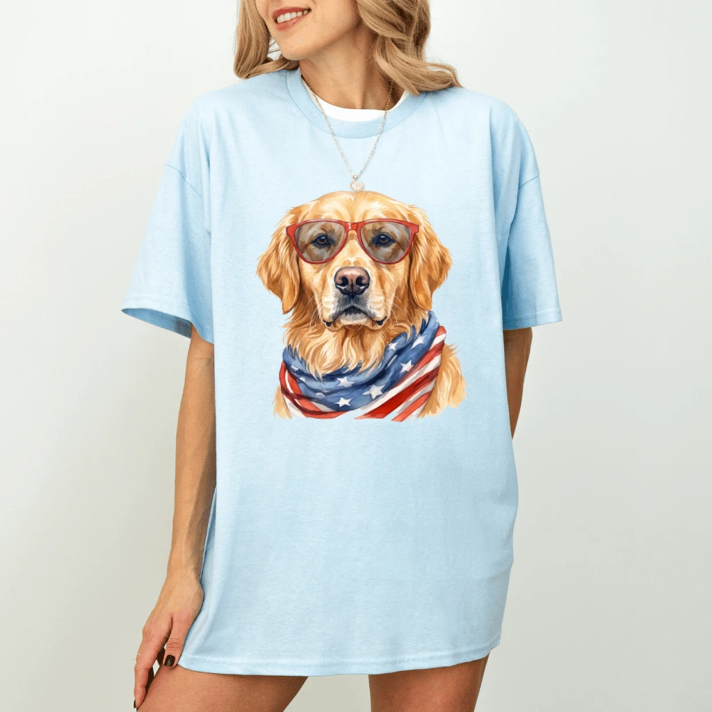 America Golden Retriever T-shirt – 4th of July Gift for Patriot - back view