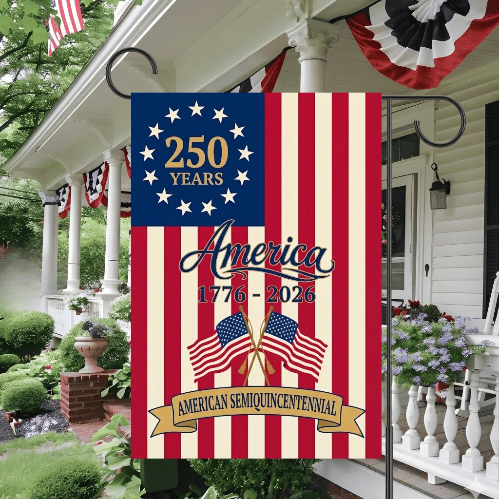 America 250 Years Flag – 1776 2026 Semiquincentennial Patriotic Outdoor Decor - close-up view