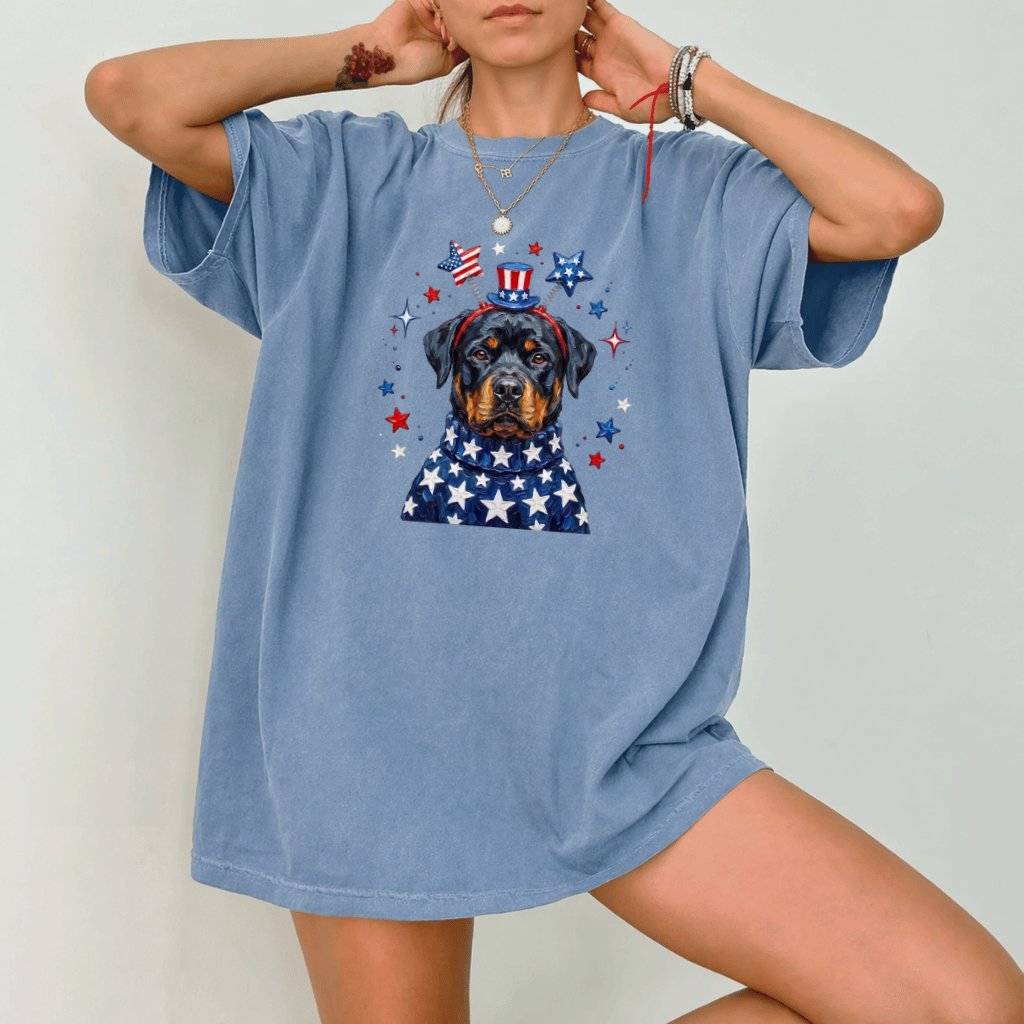 Comfort Colors Patriotic Rottweiler Shirt – 4th of July Dog Lover Gift - back view